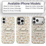 Minimalist Floral Stem Pattern with Botanical Custom Name Protective Phone Case Mobile Cover Durable Everyday Smartphone Shock Resistant