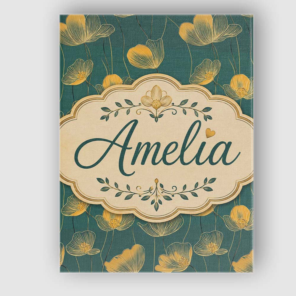 Personalised Name Deco Inspired Gold Custom  Contemporary Display Elegant Feature Canvas Wall Art Print Decor Picture Ready to Hang