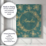 Personalised Name Luxury Teal Background Custom  Unique Gift Idea Elegant Feature Canvas Wall Art Print Decor Picture Ready to Hang