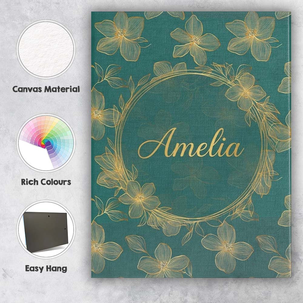 Personalised Name Luxury Teal Background Custom  Unique Gift Idea Elegant Feature Canvas Wall Art Print Decor Picture Ready to Hang