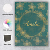 Personalised Name Luxury Teal Background Custom  Unique Gift Idea Elegant Feature Canvas Wall Art Print Decor Picture Ready to Hang