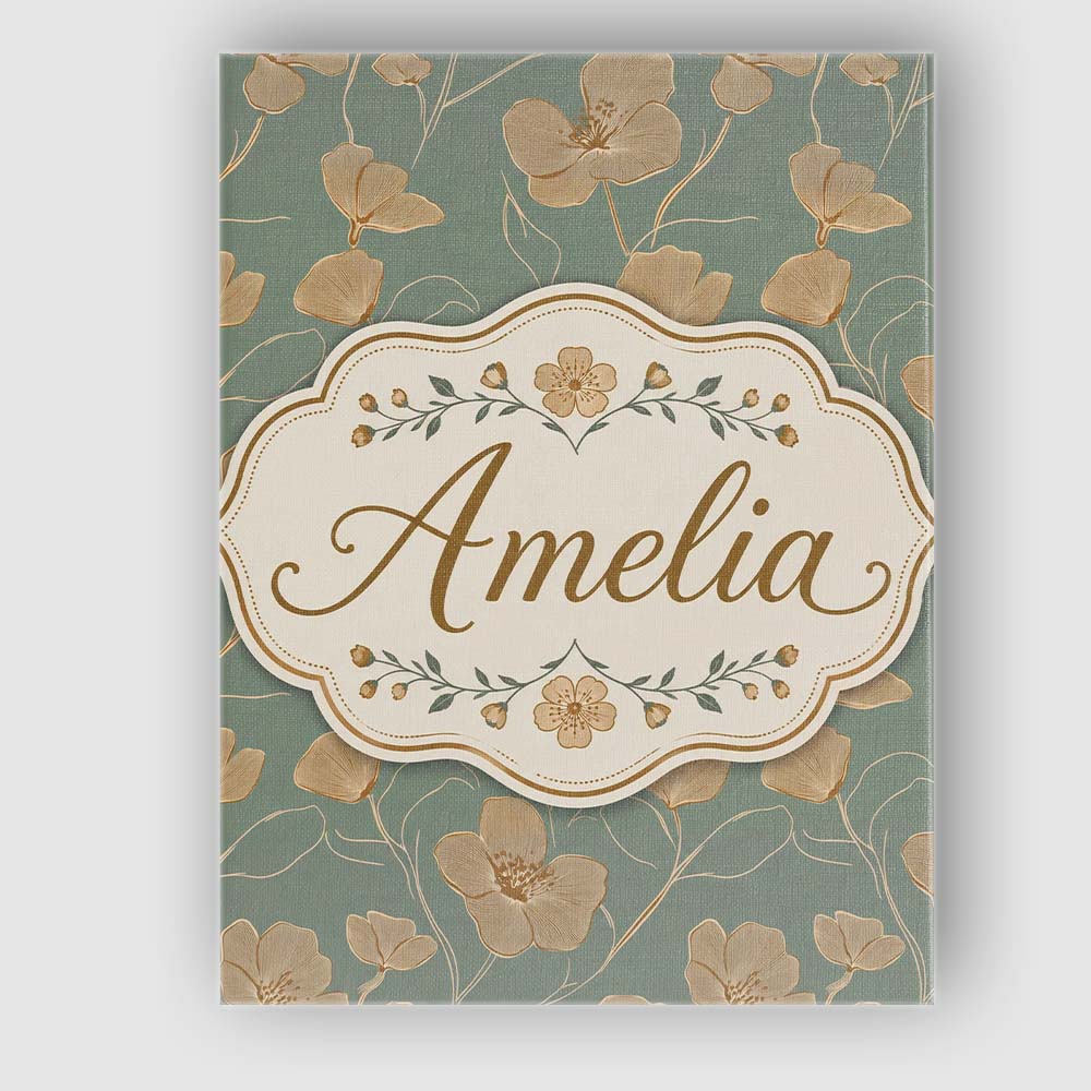 Personalised Name Soft Sage Green Botanical Custom  Bespoke Interior Contemporary Canvas Wall Art Print Decor Picture Ready to Hang