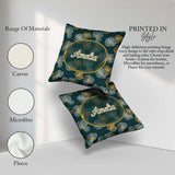 Custom Name Modern Teal Floral Pattern with and Mustard Blossoms Square Filled Cushion Throw Pillow Sofa Bed Home Decor Zip Washable UK Made