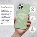 Refined Teal Botanical Pattern with Flowing Gold Custom Name Protective Phone Case Mobile Cover Durable Everyday Smartphone Shock Resistant