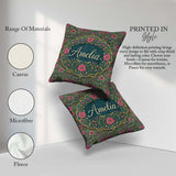Custom Name Teal Pink Decorative Floral Tile Pattern Symmetrical Square Filled Cushion Throw Pillow Sofa Bed Home Decor Zip Washable UK Made