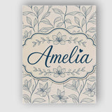 Personalised Name Elegant Beige Botanical Custom  Bespoke Decorative Contemporary Canvas Wall Art Print Decor Picture Ready to Hang