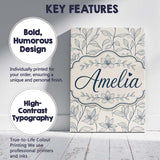 Personalised Name Elegant Beige Botanical Custom  Bespoke Decorative Contemporary Canvas Wall Art Print Decor Picture Ready to Hang