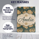 Personalised Name Luxury Dark Green Floral Custom  Unique Gift Idea Elegant Feature Canvas Wall Art Print Decor Picture Ready to Hang