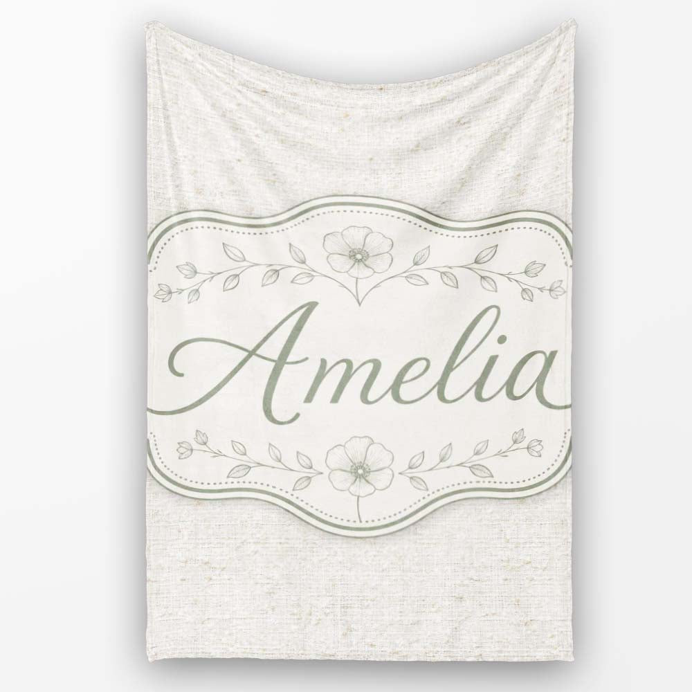 Natural Linen Texture Neutral Pattern with Subtle Woven Detail  Personalised Custom Name Super Soft Fleece Blanket Bed Sofa Throw