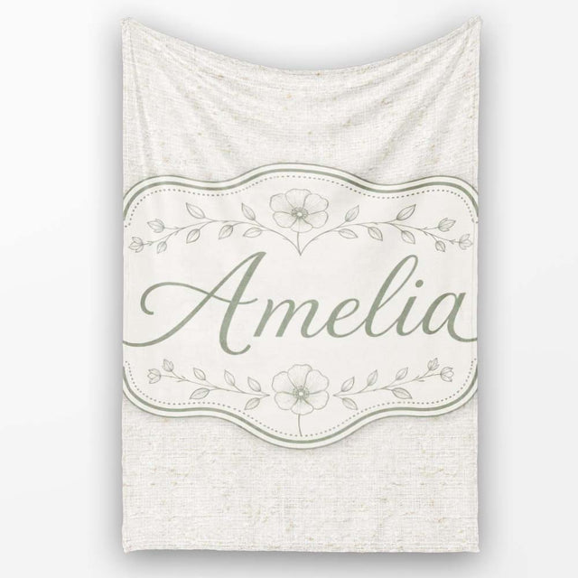 Natural Linen Texture Neutral Pattern with Subtle Woven Detail  Personalised Custom Name Super Soft Fleece Blanket Bed Sofa Throw