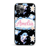 Cute Dolphin Stingray Starfish Cartoon Sea Life Custom Name Protective Phone Case Mobile Cover Durable Everyday Smartphone Shock Resistant