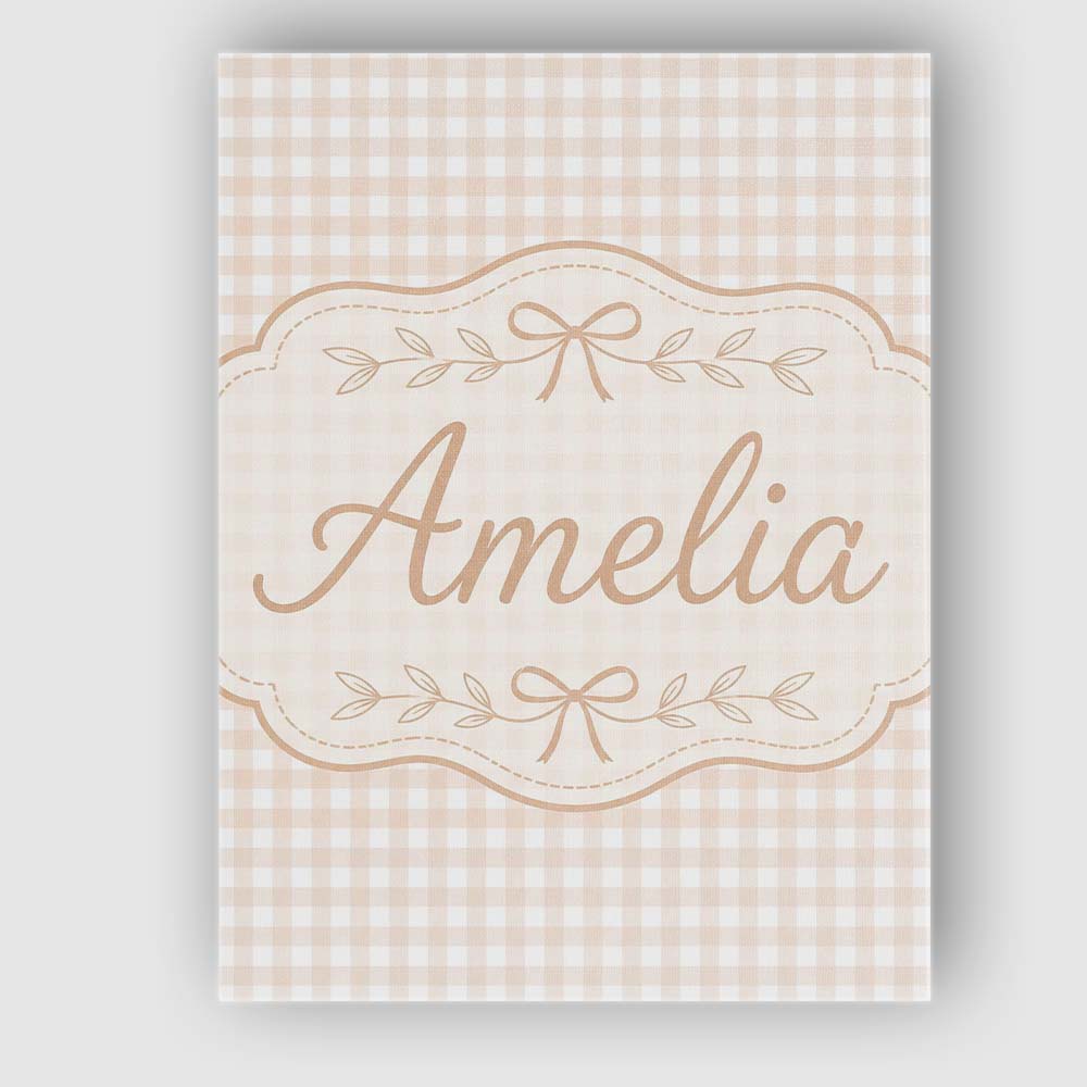 Personalised Name Soft Neutral Beige Custom Premium Decorative Design Modern Room Accent Canvas Wall Art Print Decor Picture Ready to Hang