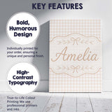 Personalised Name Soft Neutral Beige Custom Premium Decorative Design Modern Room Accent Canvas Wall Art Print Decor Picture Ready to Hang