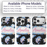 Cute Dolphin Stingray Starfish Cartoon Sea Life Custom Name Protective Phone Case Mobile Cover Durable Everyday Smartphone Shock Resistant