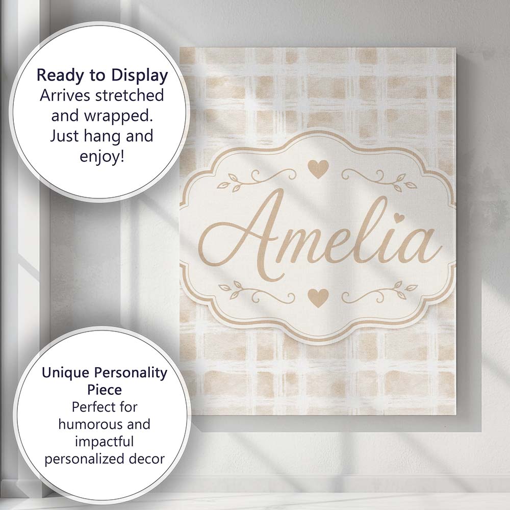 Personalised Name Abstract Neutral Watercolor Custom Unique Gift Idea Modern Room Accent Canvas Wall Art Print Decor Picture Ready to Hang