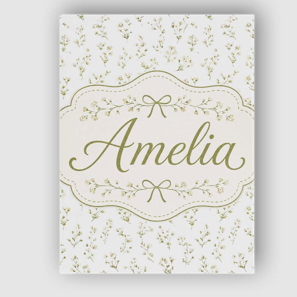 Personalised Name Delicate Small White Custom  Modern Room Accent Elegant Feature Canvas Wall Art Print Decor Picture Ready to Hang