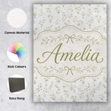 Personalised Name Delicate Small White Custom  Modern Room Accent Elegant Feature Canvas Wall Art Print Decor Picture Ready to Hang