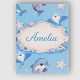 Personalised Name Cute Dolphin Stingray Starfish Cartoon Sea Life Custom  Bespoke Canvas Wall Art Print Decor Picture Ready to Hang