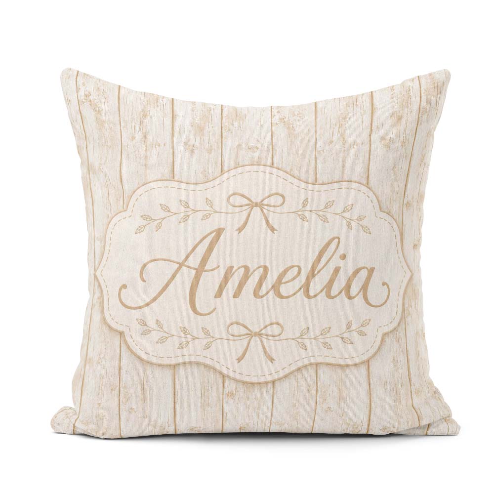 Custom Name Rustic Whitewashed Wooden Plank Texture Pattern with Square Filled Cushion Throw Pillow Sofa Bed Home Decor Zip Washable UK Made