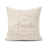 Custom Name Rustic Whitewashed Wooden Plank Texture Pattern with Square Filled Cushion Throw Pillow Sofa Bed Home Decor Zip Washable UK Made