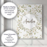 Personalised Name Elegant White Blossom Custom  Unique Gift Idea Modern Room Accent Canvas Wall Art Print Decor Picture Ready to Hang
