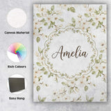 Personalised Name Elegant White Blossom Custom  Unique Gift Idea Modern Room Accent Canvas Wall Art Print Decor Picture Ready to Hang