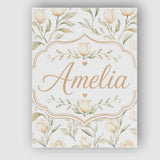 Personalised Name Soft Neutral Tulip Floral Custom  Bespoke Interior Contemporary Canvas Wall Art Print Decor Picture Ready to Hang