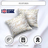 Custom Name Soft Neutral Tulip Floral Pattern with Gentle Leaves Square Filled Cushion Throw Pillow Sofa Bed Home Decor Zip Washable UK Made
