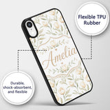 Soft Neutral Tulip Floral Pattern with Gentle Custom Name Protective Phone Case Mobile Cover Durable Everyday Smartphone Shock Resistant