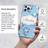 Cute Dolphin Stingray Starfish Cartoon Sea Life Custom Name Protective Phone Case Mobile Cover Durable Everyday Smartphone Shock Resistant