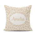 Custom Name Abstract Giraffe Print Pattern in Soft Beige Organic Square Filled Cushion Throw Pillow Sofa Bed Home Decor Zip Washable UK Made
