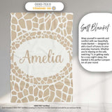 Abstract Giraffe Print Pattern in Soft Beige and White Organic  Personalised Custom Name Super Soft Fleece Blanket Bed Sofa Throw