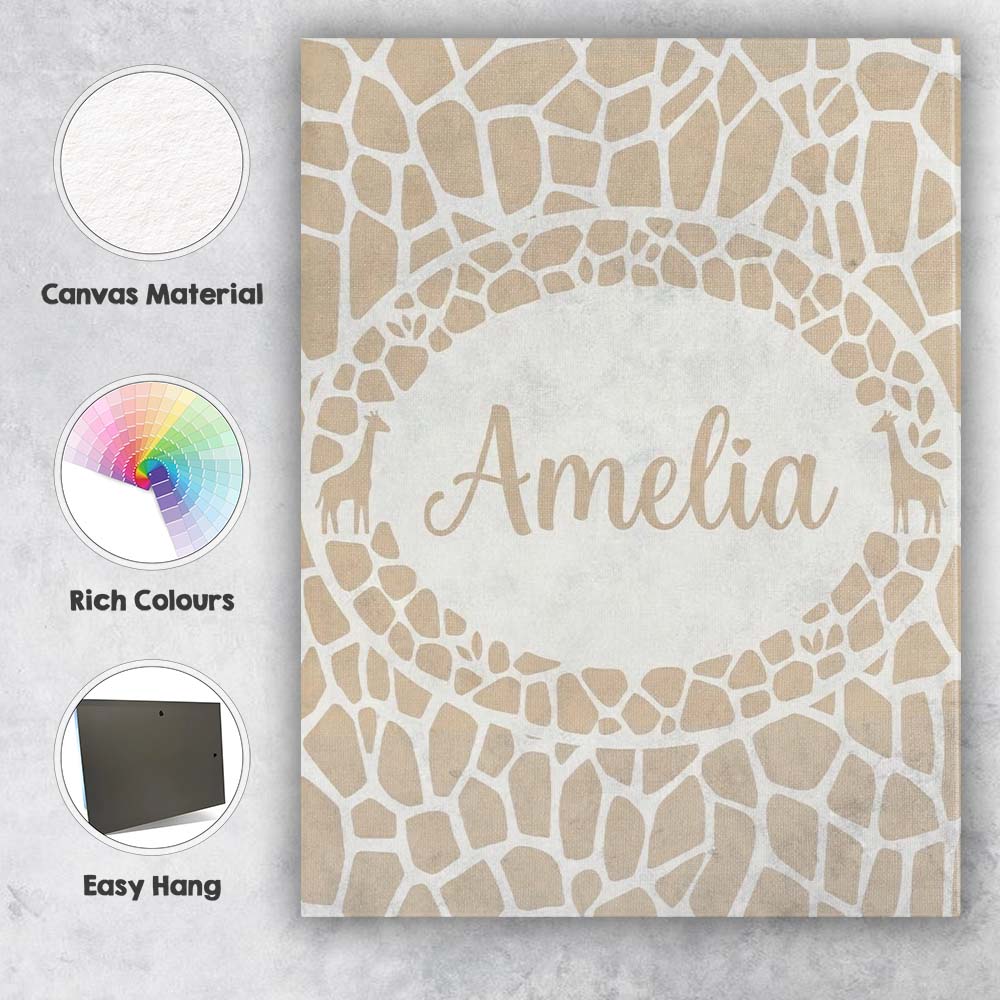 Personalised Name Abstract Giraffe Custom  Stylish Home Interior Unique Gift Idea Canvas Wall Art Print Decor Picture Ready to Hang