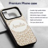 Abstract Giraffe Print Pattern in Soft Beige and Custom Name Protective Phone Case Mobile Cover Durable Everyday Smartphone Shock Resistant