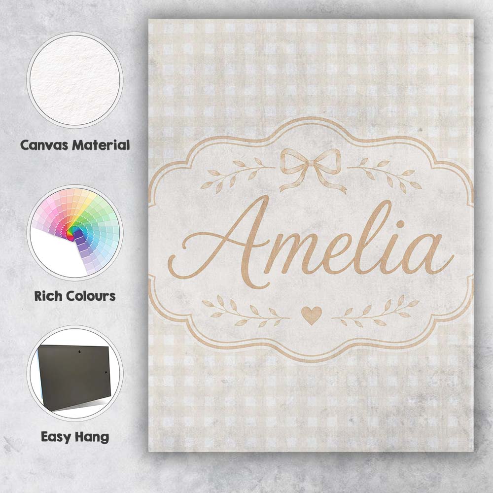 Personalised Name Minimalist Neutral Custom Premium Decorative Design Modern Room Accent Canvas Wall Art Print Decor Picture Ready to Hang