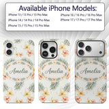 Tropical Hibiscus and Frangipani Floral Pattern Custom Name Protective Phone Case Mobile Cover Durable Everyday Smartphone Shock Resistant