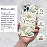 Watercolor Tropical Banana Leaves and Bird of Custom Name Protective Phone Case Mobile Cover Durable Everyday Smartphone Shock Resistant