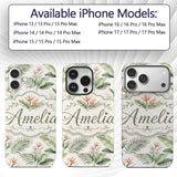 Watercolor Tropical Banana Leaves and Bird of Custom Name Protective Phone Case Mobile Cover Durable Everyday Smartphone Shock Resistant