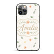Minimal Tropical Floral and Leaf Printed Design Custom Name Protective Phone Case Mobile Cover Durable Everyday Smartphone Shock Resistant