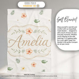 Minimal Tropical Floral and Leaf Scattered Pattern with Soft Neutral  Personalised Custom Name Super Soft Fleece Blanket Bed Sofa Throw