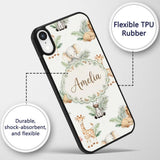 Cute Safari Jungle Animals Lion Elephant Giraffe Custom Name Protective Phone Case Mobile Cover Durable Everyday Smartphone Shock Resistant