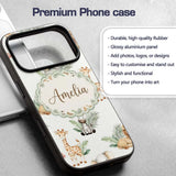 Cute Safari Jungle Animals Lion Elephant Giraffe Custom Name Protective Phone Case Mobile Cover Durable Everyday Smartphone Shock Resistant