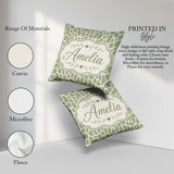 Custom Name Organic Giraffe Print Pattern in Soft Sage Green and Square Filled Cushion Throw Pillow Sofa Bed Home Decor Zip Washable UK Made