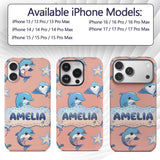 Cute Dolphin Stingray Starfish Cartoon Sea Life Custom Name Protective Phone Case Mobile Cover Durable Everyday Smartphone Shock Resistant
