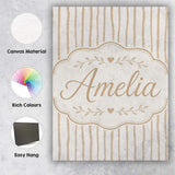 Personalised Name Vertical Wavy Stripe Custom  Modern Room Accent Elegant Feature Canvas Wall Art Print Decor Picture Ready to Hang