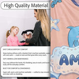 Cute Dolphin Stingray Starfish Cartoon Sea Life Pattern Beige Lovely  Personalised Custom Name Super Soft Fleece Blanket Bed Sofa Throw