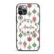 Watercolor Christmas Ornament Baubles Red Green Custom Name Protective Phone Case Mobile Cover Durable Everyday Smartphone Shock Resistant