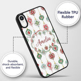 Watercolor Christmas Ornament Baubles Red Green Custom Name Protective Phone Case Mobile Cover Durable Everyday Smartphone Shock Resistant