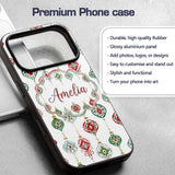 Watercolor Christmas Ornament Baubles Red Green Custom Name Protective Phone Case Mobile Cover Durable Everyday Smartphone Shock Resistant
