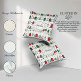 Custom Name Winter Village Houses and Christmas Seamless Pattern Square Filled Cushion Throw Pillow Sofa Bed Home Decor Zip Washable UK Made